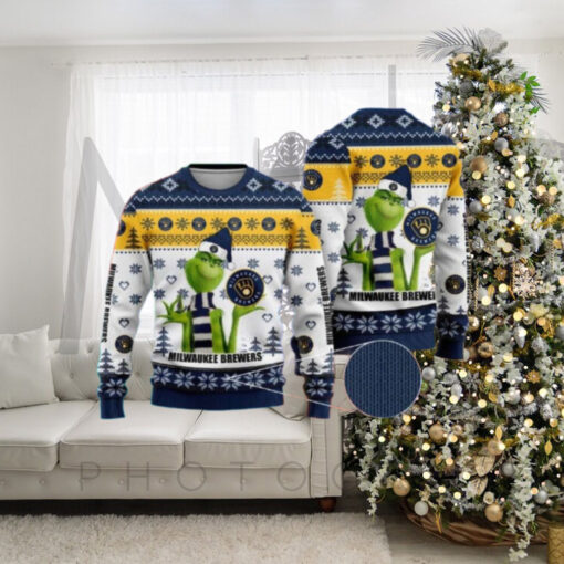 Grinch Milwaukee Brewers Ugly Christmas Sweater Winter Snow Theme