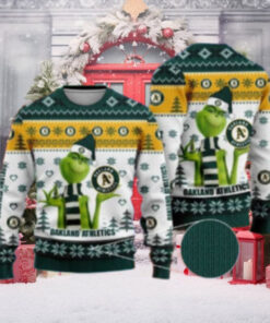 Grinch Oakland Athletics Snowflake Ugly Christmas Sweater