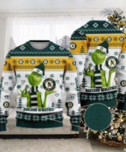 Grinch Oakland Athletics Snowflake Ugly Christmas Sweater