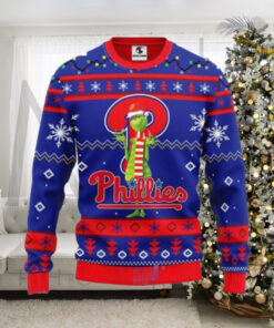 Grinch Philadelphia Phillies Ugly Christmas Sweater Blue