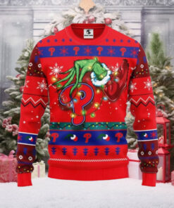 Grinch Stealing Christmas Phillies Red Ugly Sweater