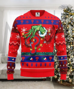 Grinch Stealing Christmas Phillies Red Ugly Sweater