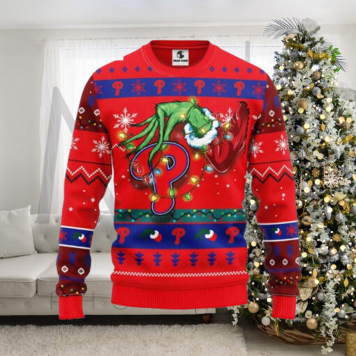 Grinch Stealing Christmas Phillies Red Ugly Sweater