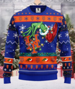 Grinch Stealing Christmas With New York Mets Logo Ugly Sweater