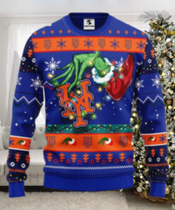 Grinch Stealing Christmas With New York Mets Logo Ugly Sweater