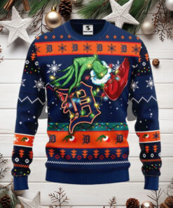 Grinch Stealing Detroit Tigers Christmas Ugly Sweater