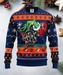 Grinch Stealing Detroit Tigers Christmas Ugly Sweater