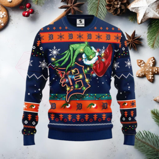 Grinch Stealing Detroit Tigers Christmas Ugly Sweater