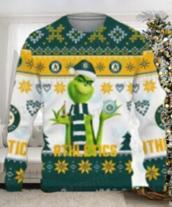 Grinch Stripes Oakland Athletics Ugly Christmas Sweater