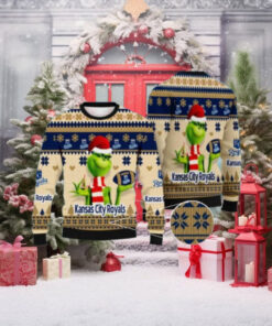 Grinch With Football Kansas City Royals Ugly Christmas Sweater