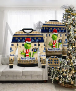 Grinch With Football Kansas City Royals Ugly Christmas Sweater