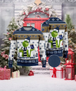 Grinch With Santa Hat KC Royals Ugly Christmas Sweater