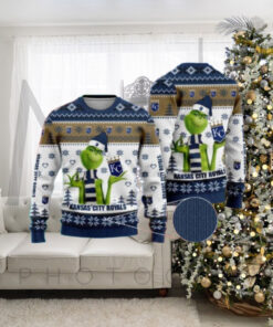 Grinch With Santa Hat KC Royals Ugly Christmas Sweater