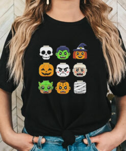 Halloween Building Brick Head Pumpkin Ghost Zombie Boys Shirt