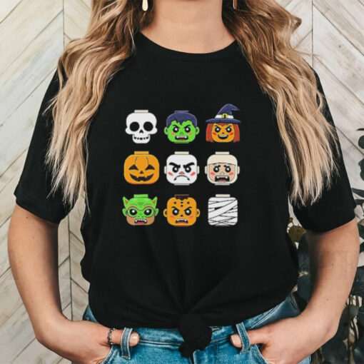 Halloween Building Brick Head Pumpkin Ghost Zombie Boys Shirt