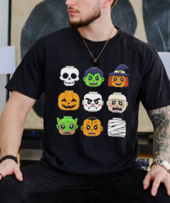 Halloween Building Brick Head Pumpkin Ghost Zombie Boys Shirt