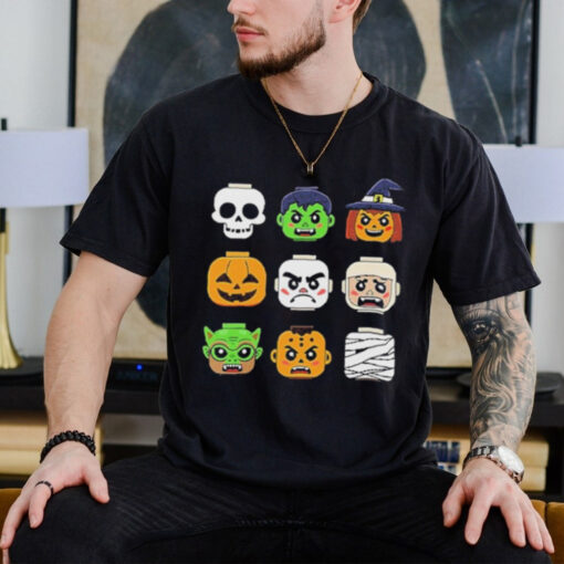 Halloween Building Brick Head Pumpkin Ghost Zombie Boys Shirt