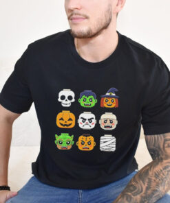 Halloween Building Brick Head Pumpkin Ghost Zombie Boys Shirt