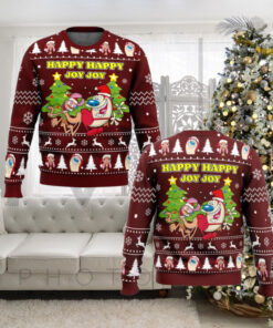 Happy Happy Joy Joy Ren And Stimpy Ugly Christmas Sweater