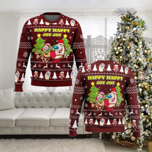 Happy Happy Joy Joy Ren And Stimpy Ugly Christmas Sweater