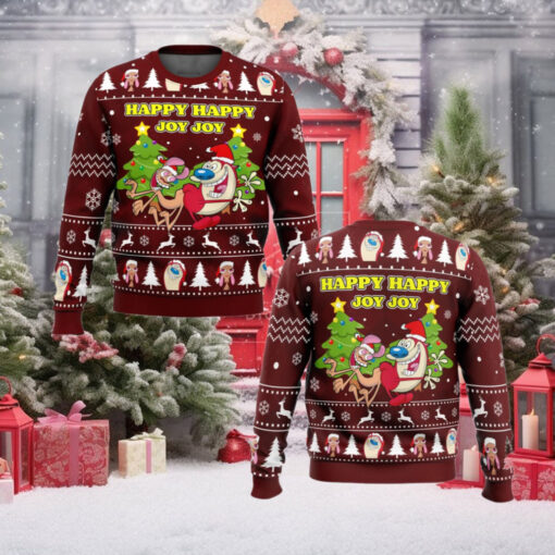 Happy Happy Joy Joy Ren And Stimpy Ugly Christmas Sweater