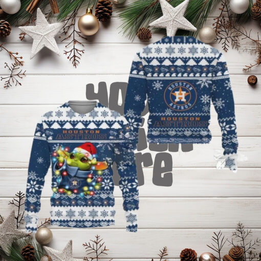 Houston Astros Baby Yoda Christmas Light Ugly Christmas Sweater, MLB Ugly Sweater