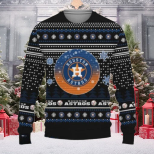 Houston Astros Black And Blue Snowflake Ugly Christmas Sweater