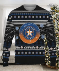 Houston Astros Black And Blue Snowflake Ugly Christmas Sweater