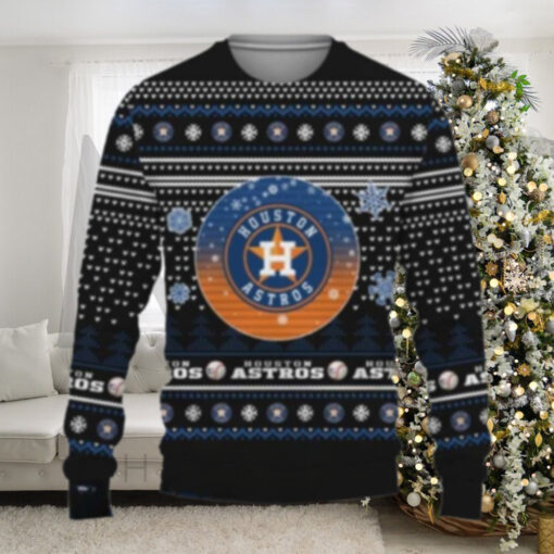 Houston Astros Black And Blue Snowflake Ugly Christmas Sweater