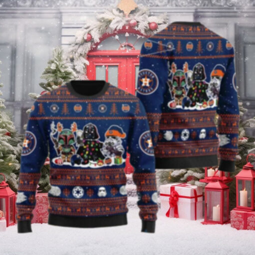 Houston Astros Darth Vader And Boba Fett Holiday Ugly Sweater