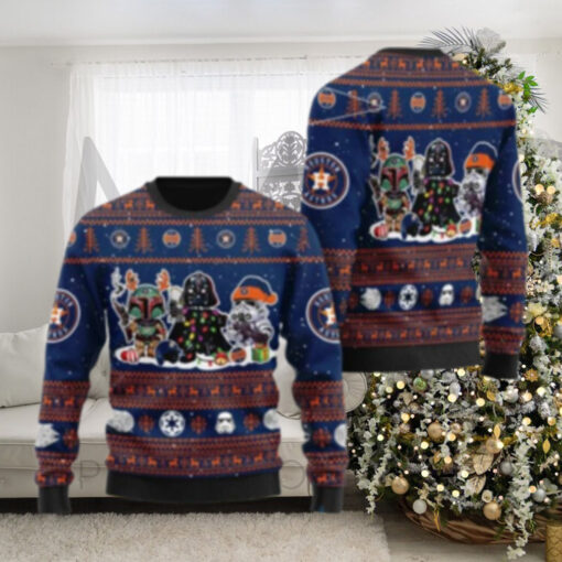 Houston Astros Darth Vader And Boba Fett Holiday Ugly Sweater