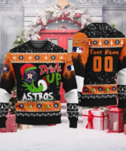 Houston Astros Drink Up Grinch Personalized Christmas Sweater