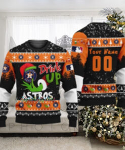 Houston Astros Drink Up Grinch Personalized Christmas Sweater