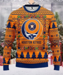 Houston Astros Festive Skull Pattern Ugly Christmas Sweater