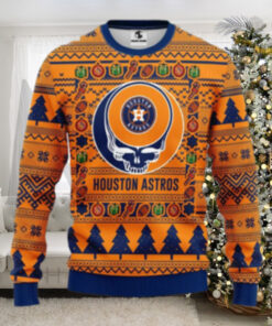 Houston Astros Festive Skull Pattern Ugly Christmas Sweater