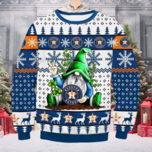 Houston Astros Gnome Peace Sign Ugly Christmas Sweater