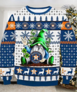 Houston Astros Gnome Peace Sign Ugly Christmas Sweater