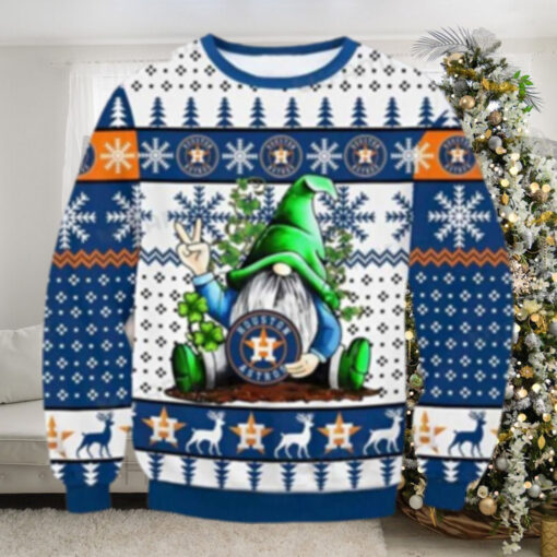 Houston Astros Gnome Peace Sign Ugly Christmas Sweater