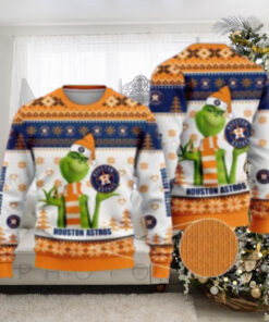 Houston Astros Grinch Scarf Festive Ugly Christmas Sweater