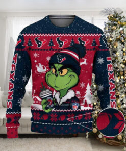 Houston Texans The Grinch Drink Coffee Ugly Christmas Sweater