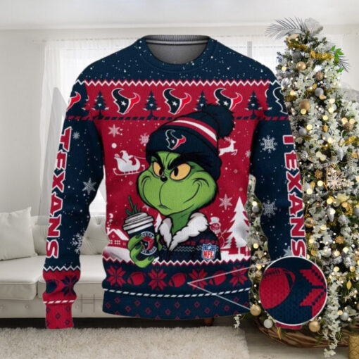 Houston Texans The Grinch Drink Coffee Ugly Christmas Sweater