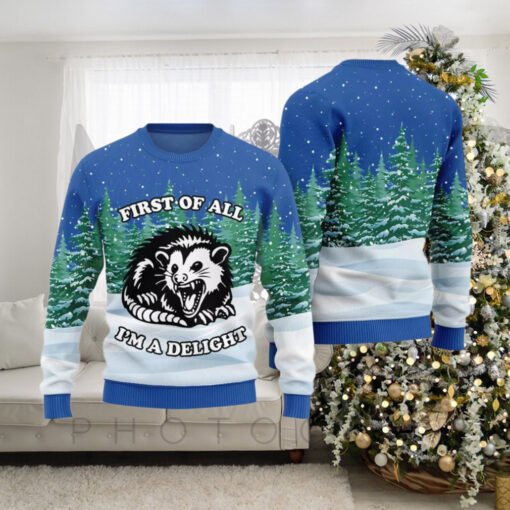 I Am A Delight Aggressive Possum Ugly Holiday Sweater