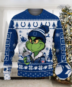 Indianapolis Colts The Grinch Drink Coffee Ugly Christmas Sweater