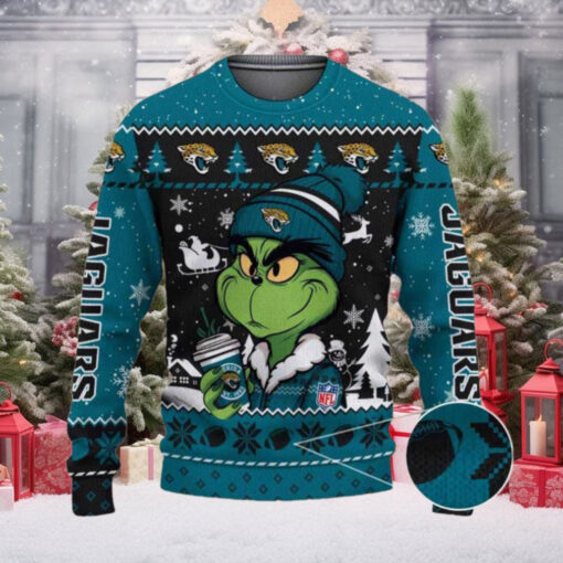 Jacksonville Jaguars The Grinch Drink Coffee Ugly Christmas Sweater