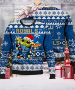 KC Royals Baby Yoda With Santa Hat Christmas Ugly Sweater