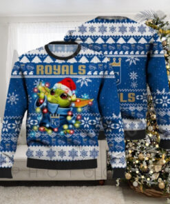 KC Royals Baby Yoda With Santa Hat Christmas Ugly Sweater