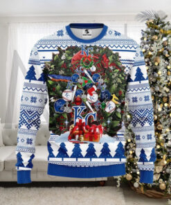 KC Royals Baseball Ornament Ugly Sweater With Holiday Decorations