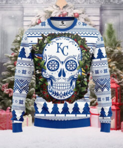 KC Royals Day Of The Dead Skull Ugly Christmas Sweater