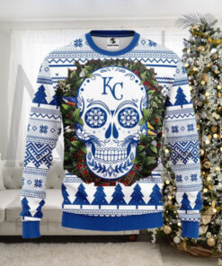 KC Royals Day Of The Dead Skull Ugly Christmas Sweater