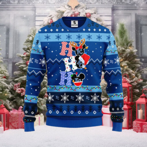 KC Royals Ho Ho Ho Mickey Santa Hat Design Ugly Christmas Sweater